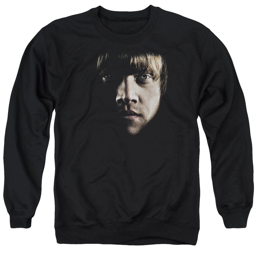 HARRY POTTER/RON POSTER HEAD - ADULT CREWNECK SWEATSHIRT - BLACK