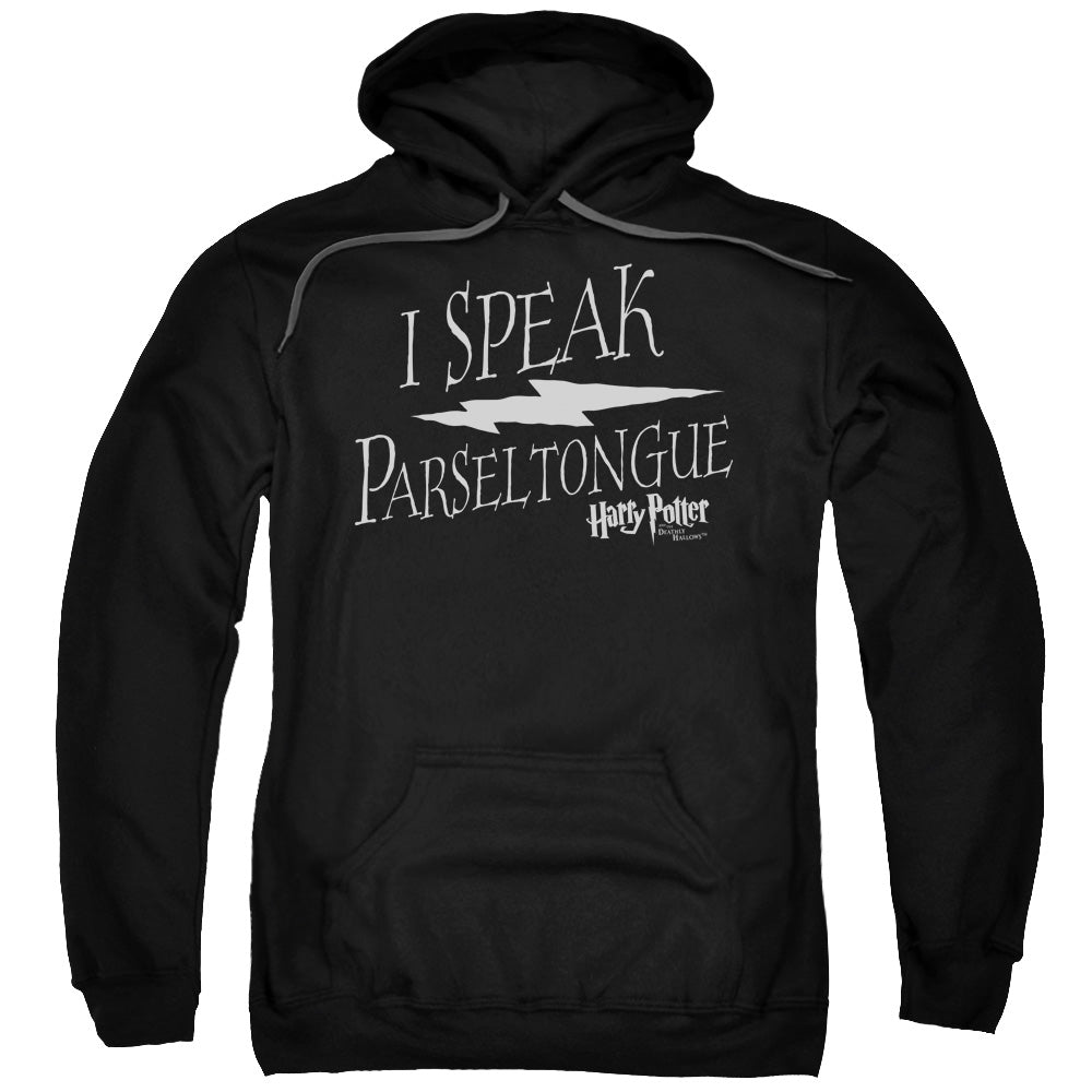 HARRY POTTER/I SPEAK PARSELTONGUE - ADULT PULLOVER HOODIE - BLACK