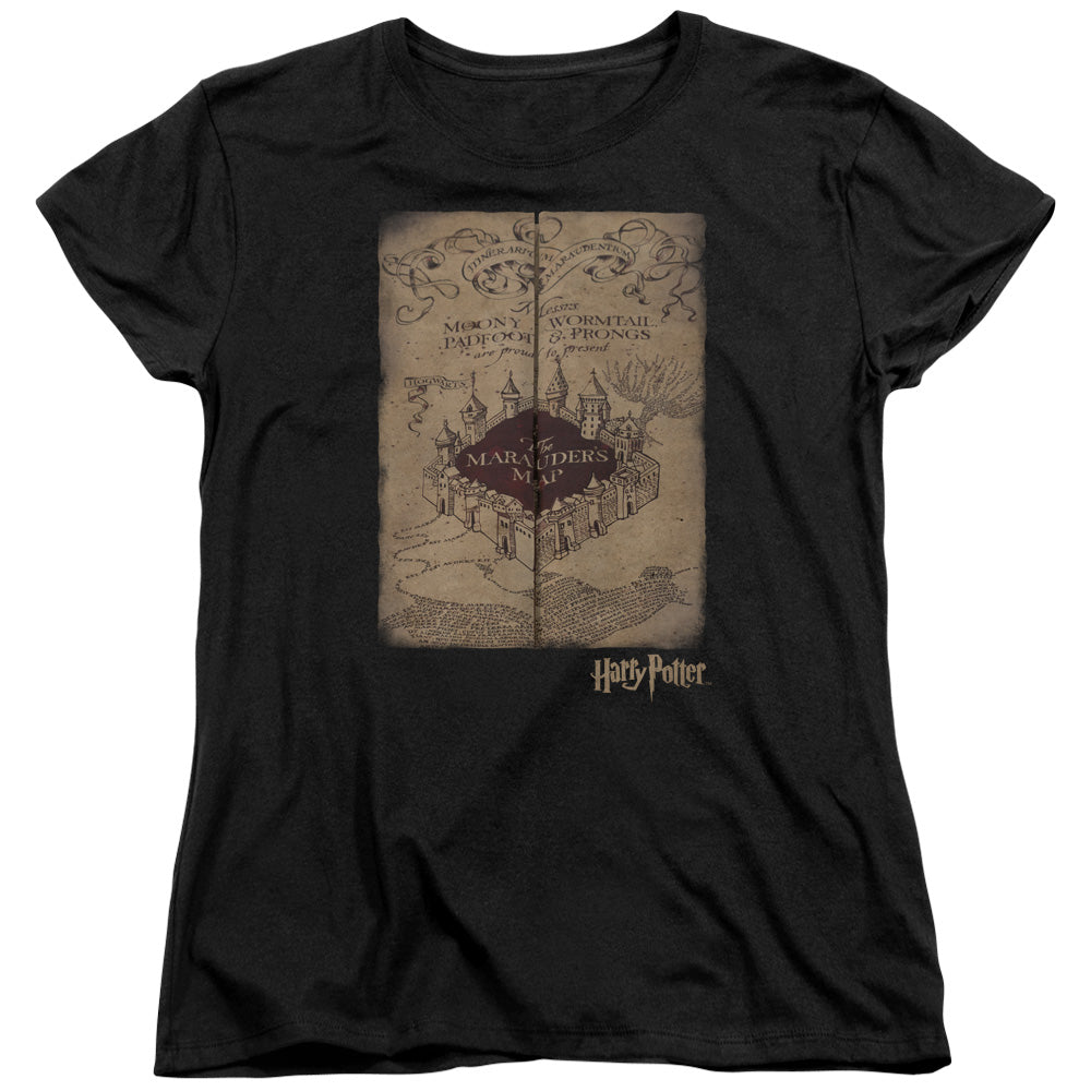HARRY POTTER/MARAUDERS MAP - S/S WOMENS TEE - BLACK