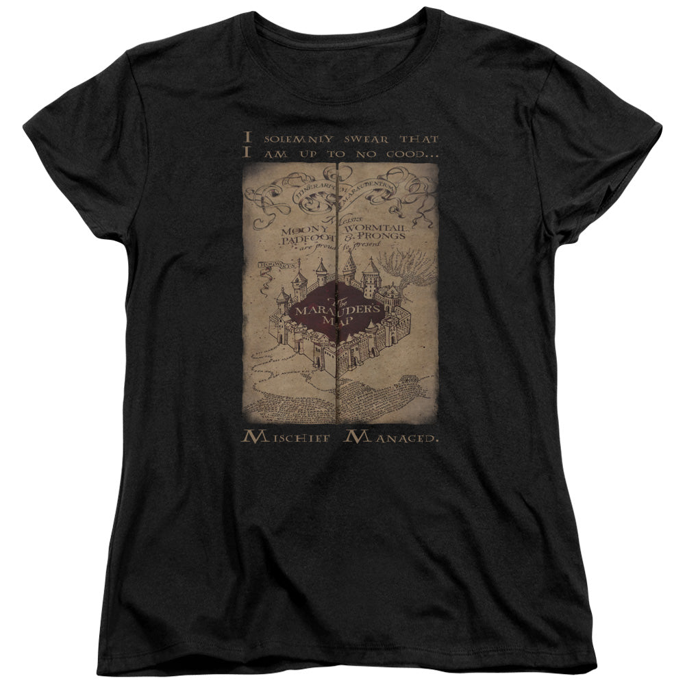HARRY POTTER/MARAUDERS MAP WORDS - S/S WOMENS TEE - BLACK