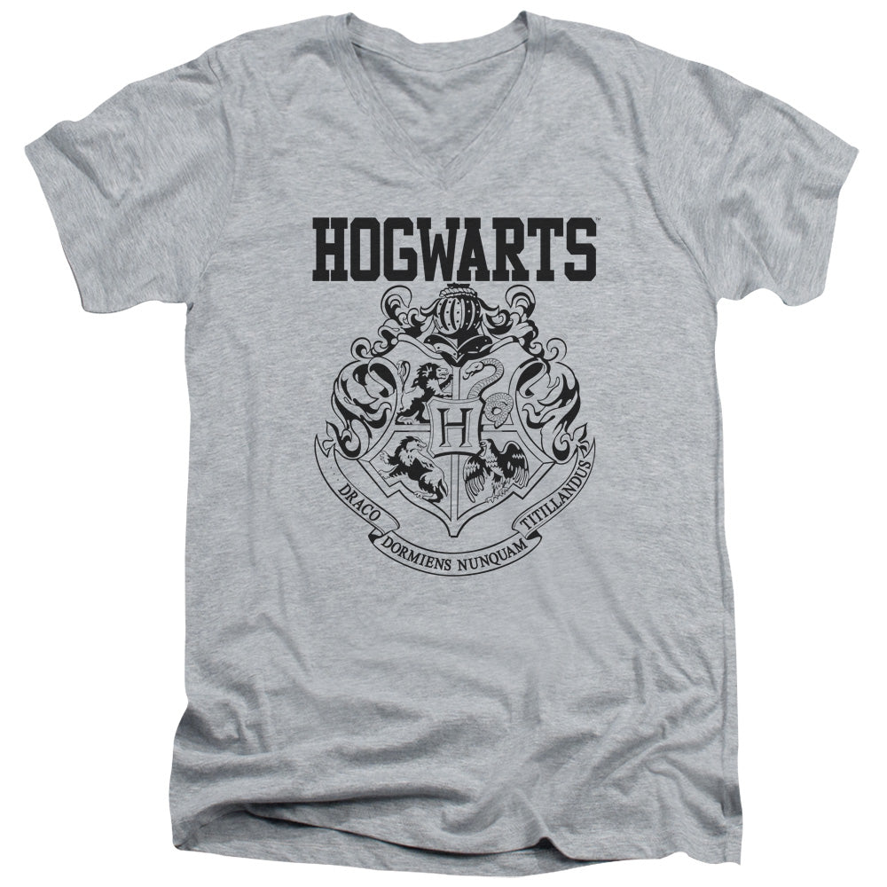 HARRY POTTER/HOGWARTS ATHLETIC - S/S ADULT V-NECK 30/1 - ATHLETIC HEATHER