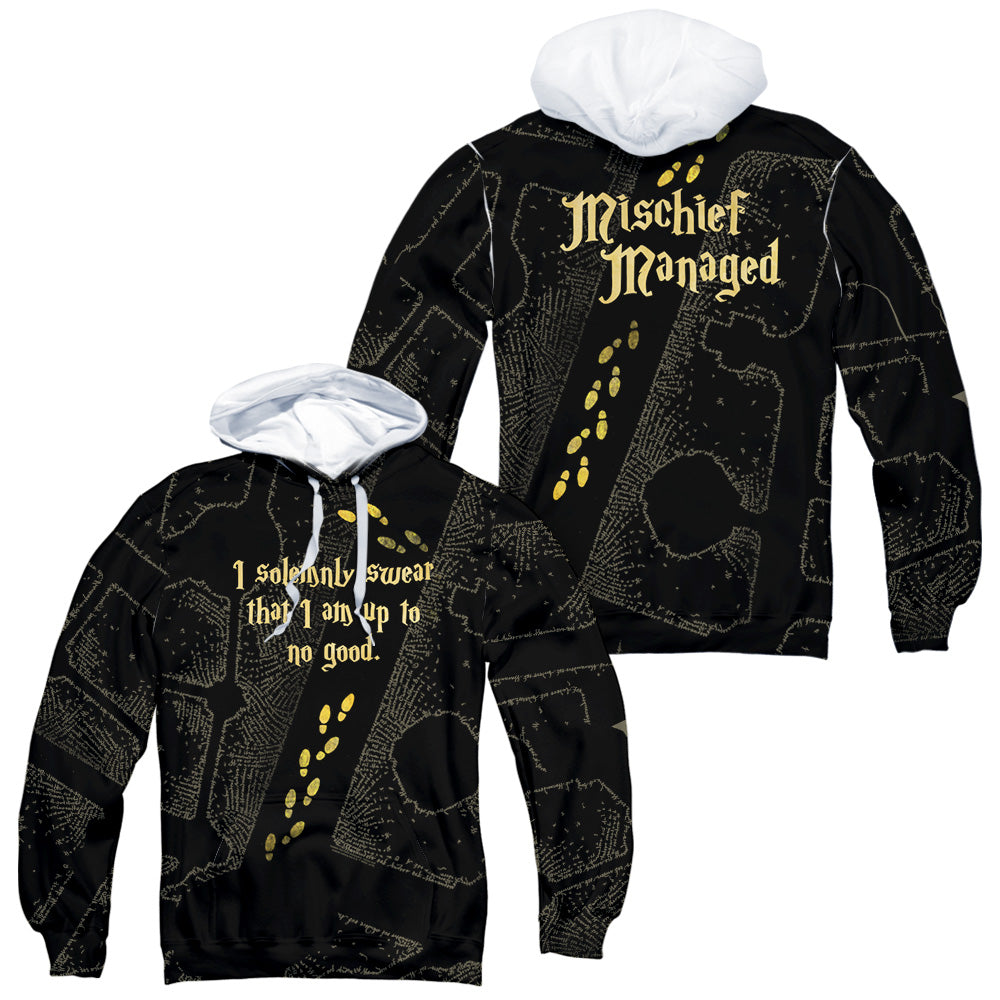 HARRY POTTER/MARAUDERS MAP (FRONT/BACK PRINT) - ADULT POLY PULLOVER HOODIE - MULTI