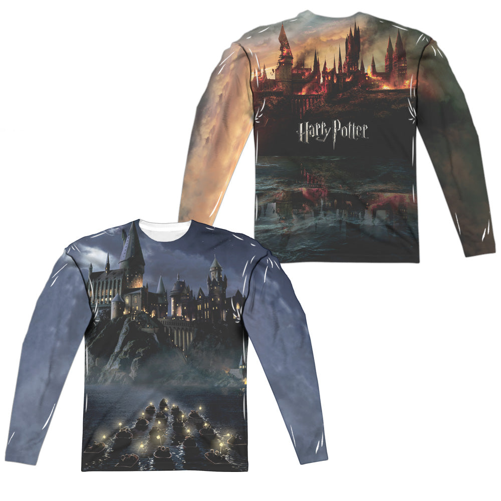 HARRY POTTER/HOGWARTS (FRONT/BACK PRINT) - L/S ADULT POLY CREW  - MULTI