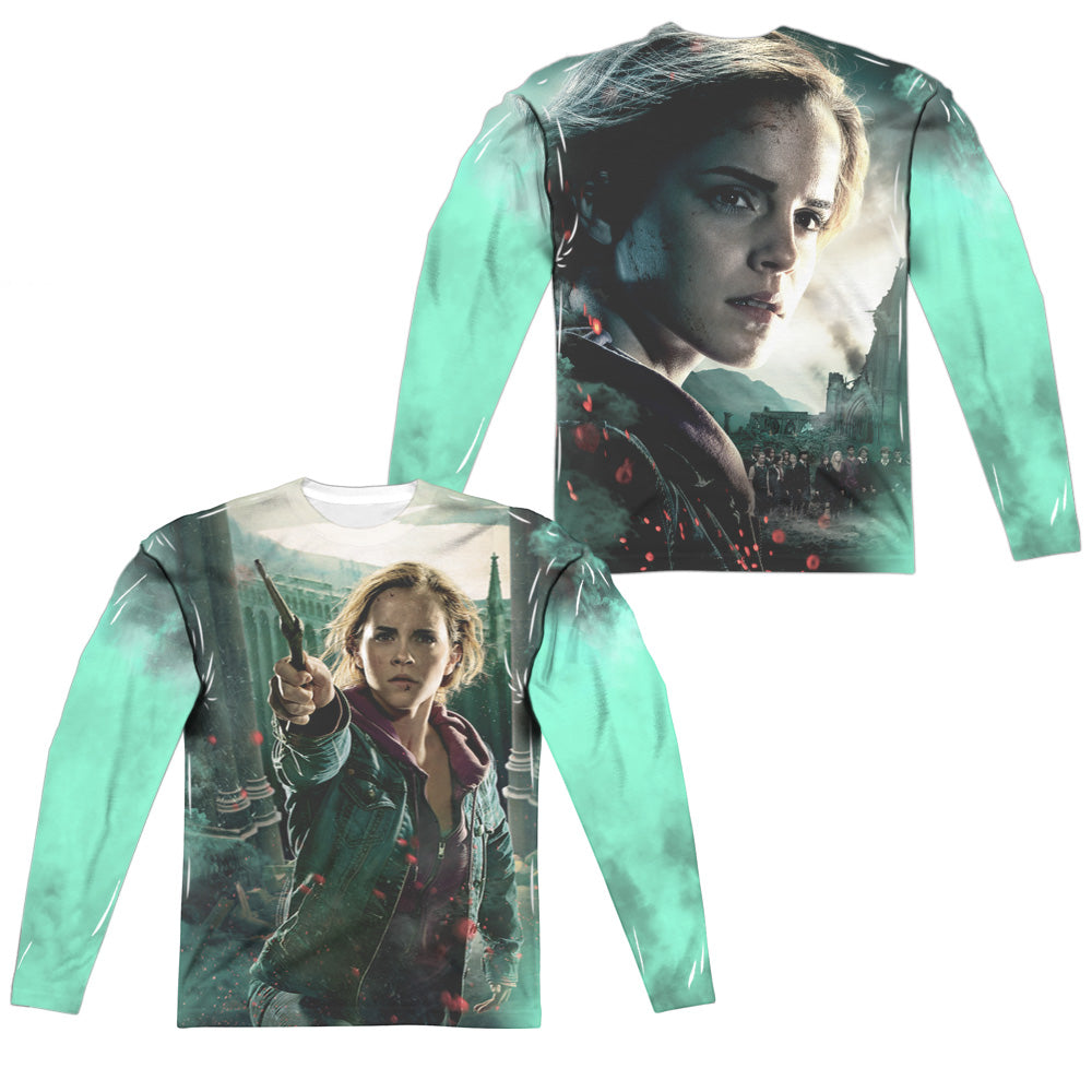 HARRY POTTER/HERMIONE FINAL BATTLE (FRONT/BACK PRINT) - L/S ADULT POLY CREW  - MULTI