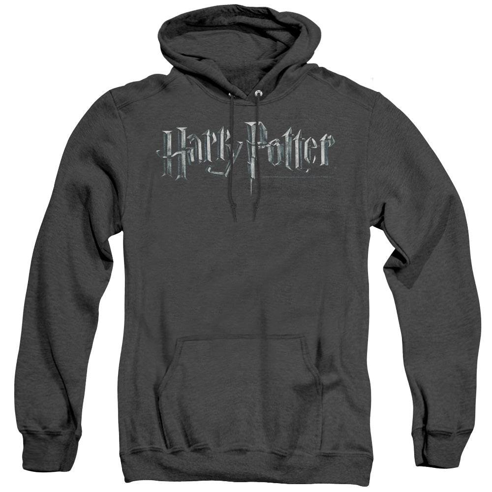 HARRY POTTER/LOGO - ADULT HEATHER HOODIE - BLACK