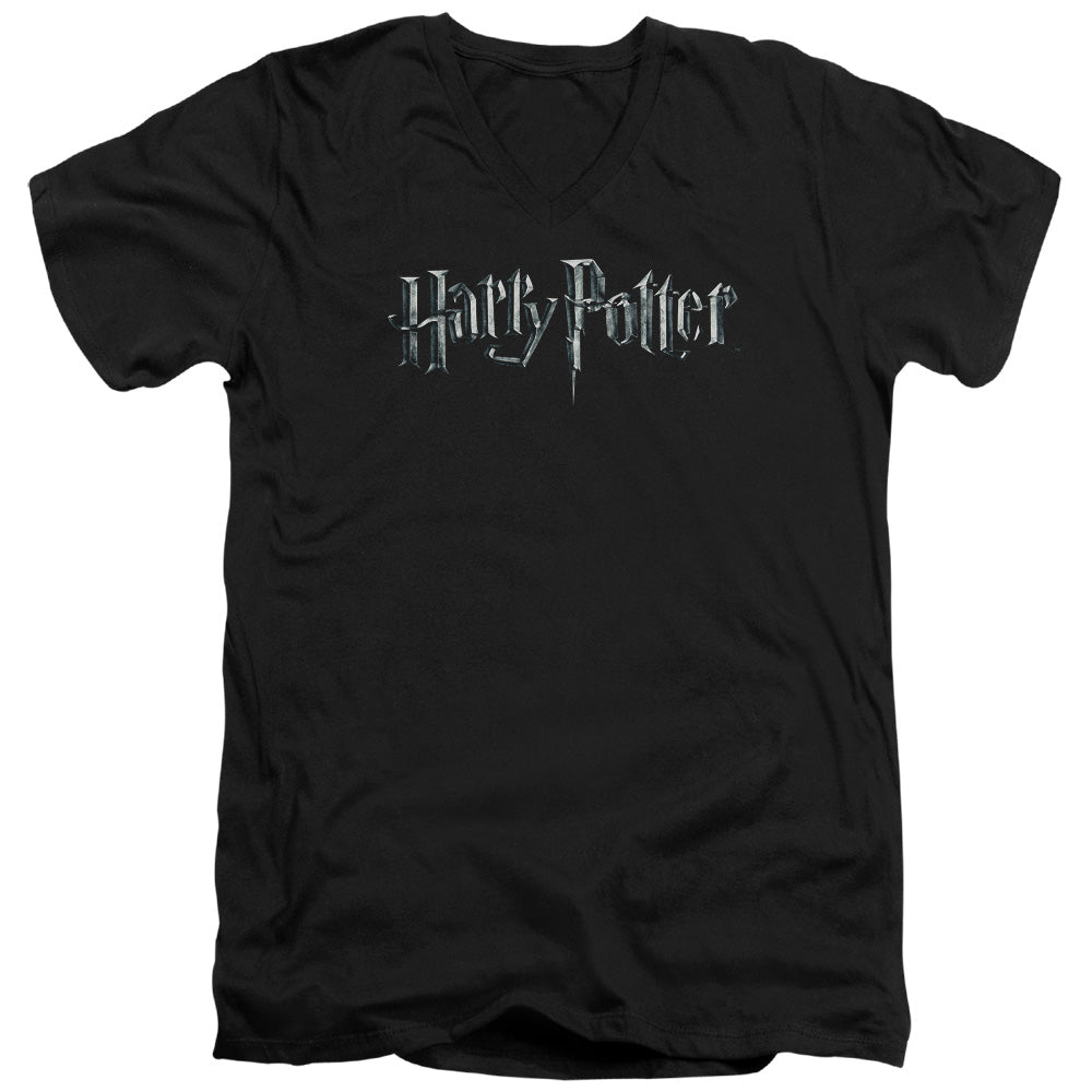 HARRY POTTER/LOGO - S/S ADULT V-NECK 30/1 - BLACK