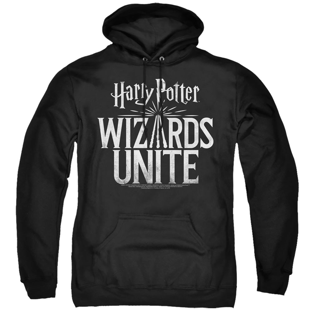HARRY POTTER WIZARDS UNITE/WIZARDS UNITE LOGO - ADULT PULLOVER HOODIE - BLACK