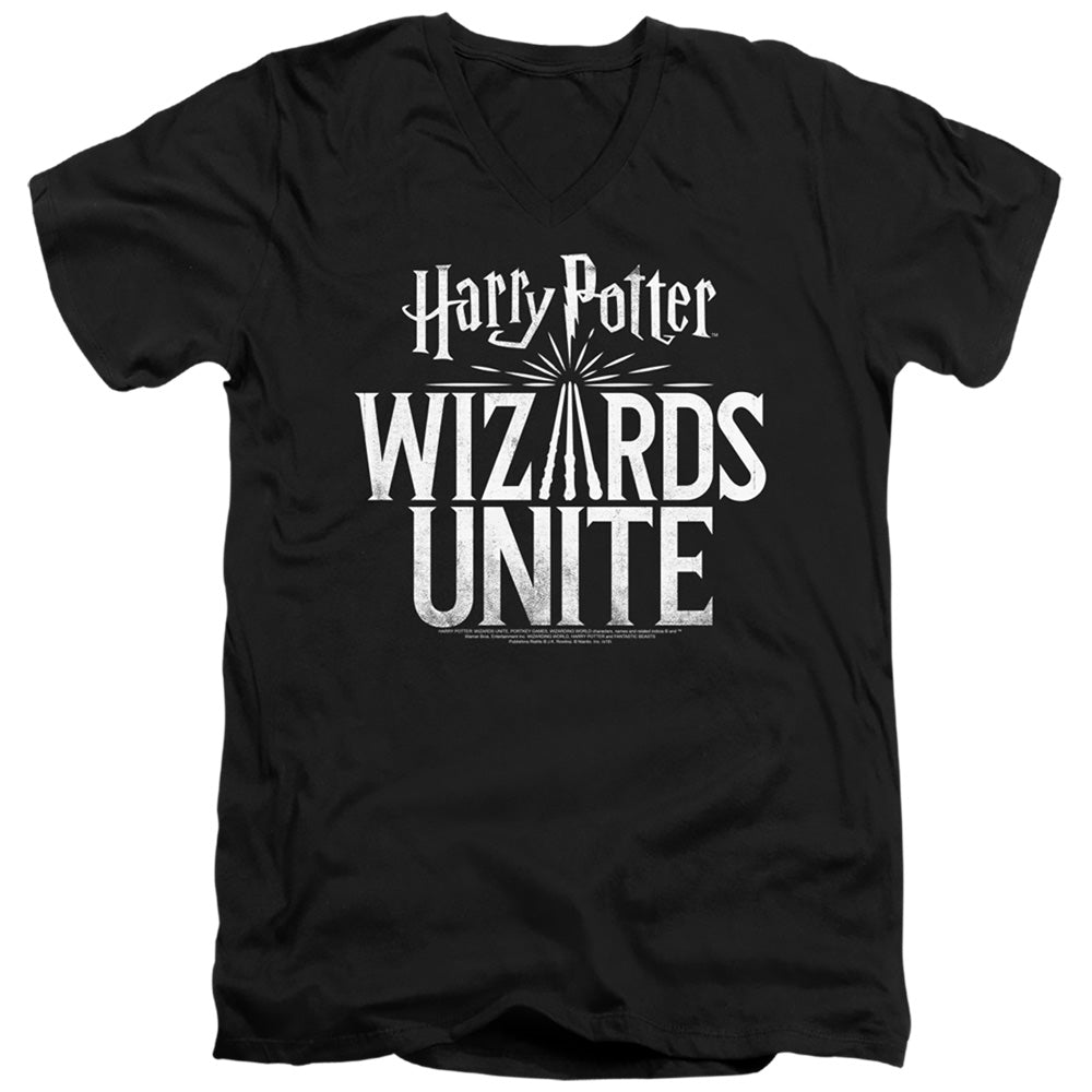 HARRY POTTER WIZARDS UNITE/WIZARDS UNITE LOGO - S/S ADULT V-NECK 30/1 - BLACK