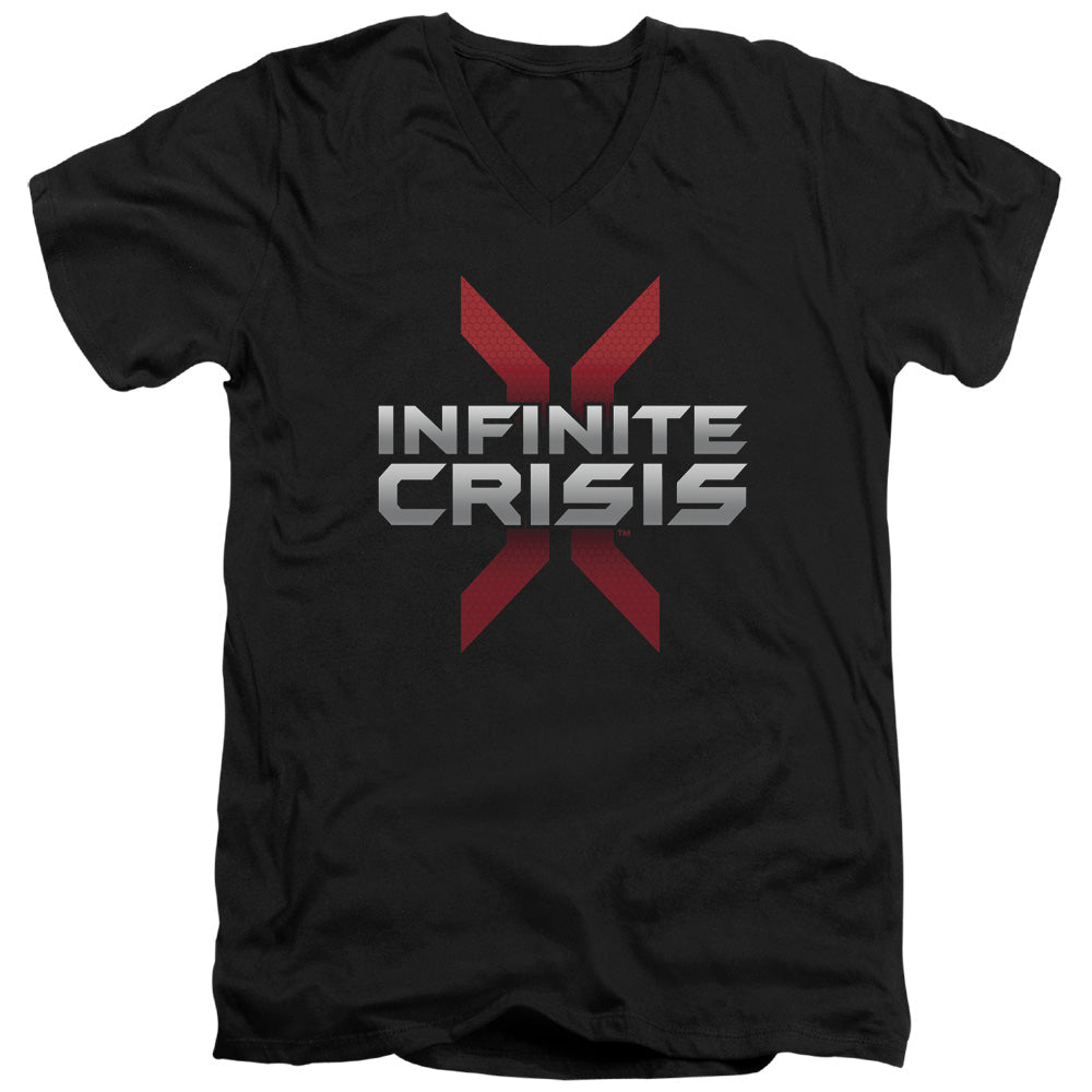 INFINITE CRISIS/LOGO - S/S ADULT V-NECK 30/1 - BLACK