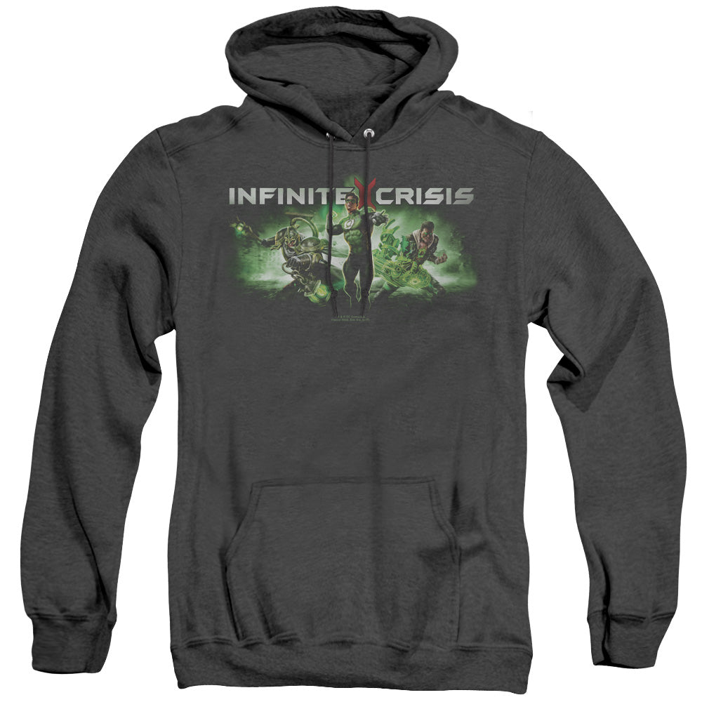 INFINITE CRISIS/IC GREEN - ADULT HEATHER HOODIE - BLACK
