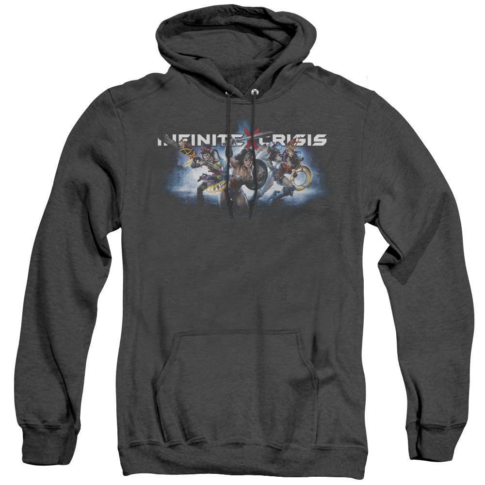 INFINITE CRISIS/IC BLUE - ADULT HEATHER HOODIE - BLACK