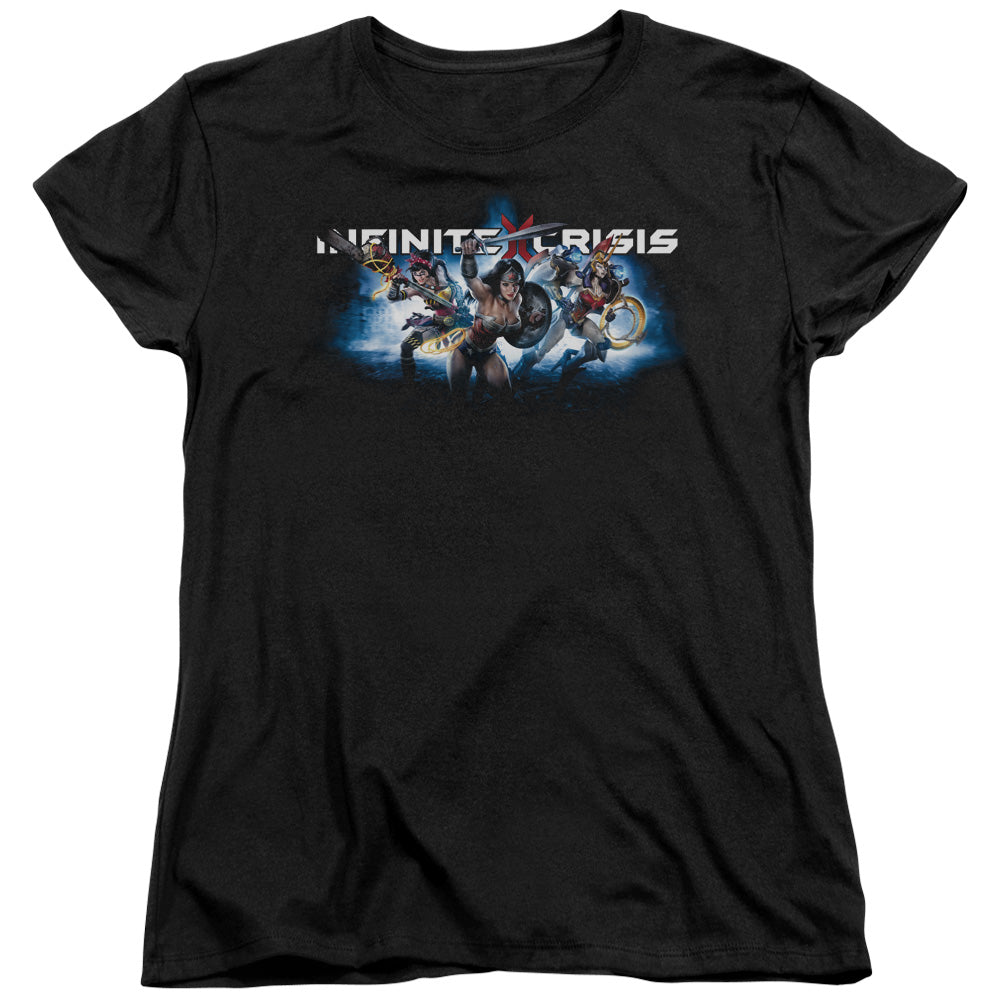 INFINITE CRISIS/IC BLUE - S/S WOMENS TEE - BLACK