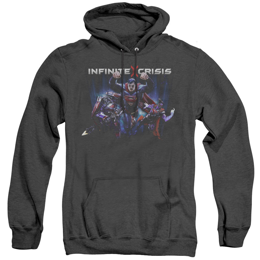 INFINITE CRISIS/IC SUPER - ADULT HEATHER HOODIE - BLACK
