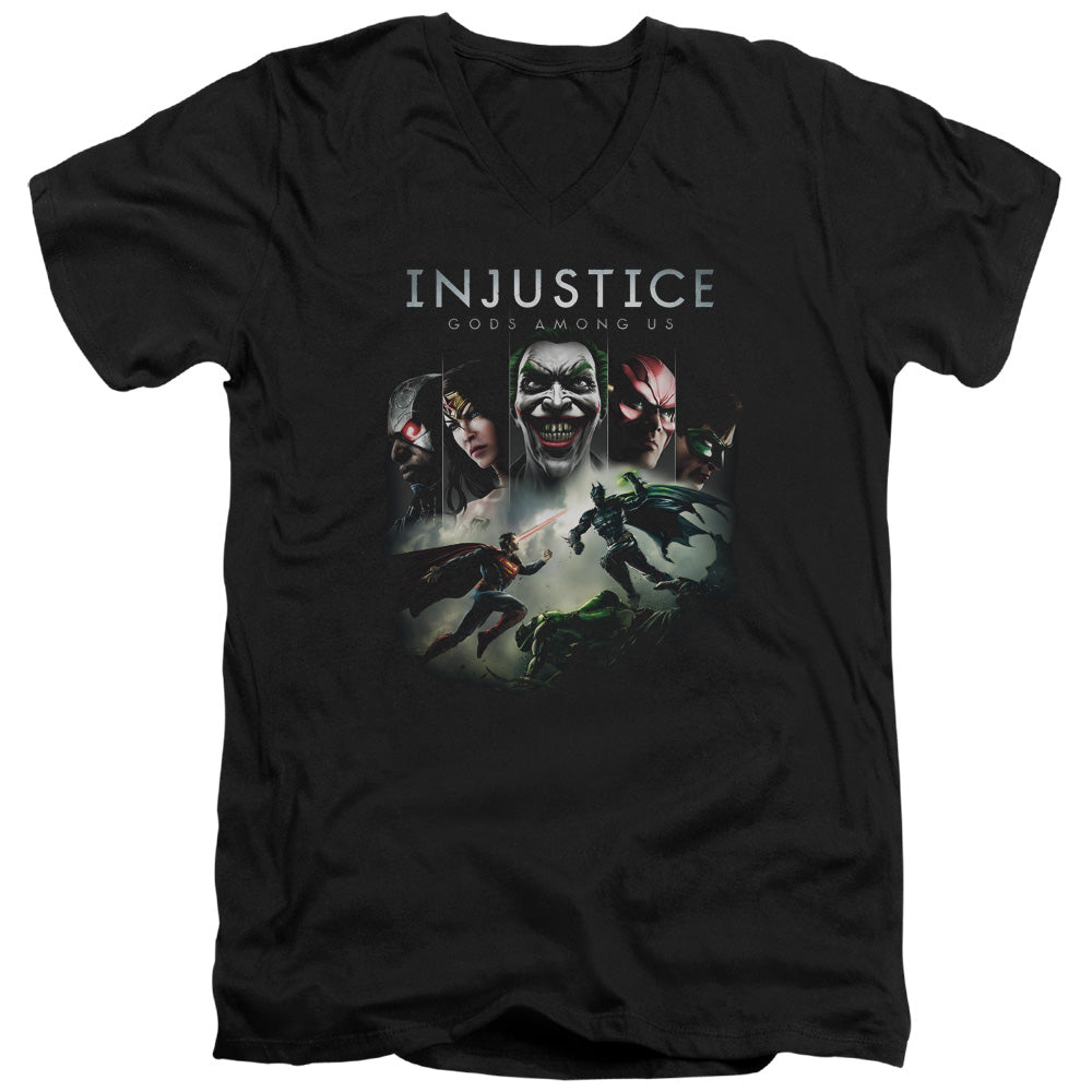 INJUSTICE GODS AMONG US/KEY ART - S/S ADULT V-NECK 30/1 - BLACK