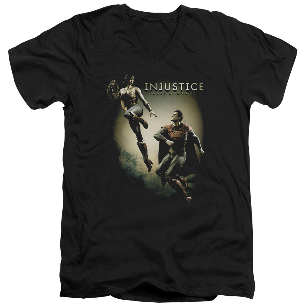 INJUSTICE GODS AMONG US/BATTLE OF THE GODS - S/S ADULT V-NECK 30/1 - BLACK