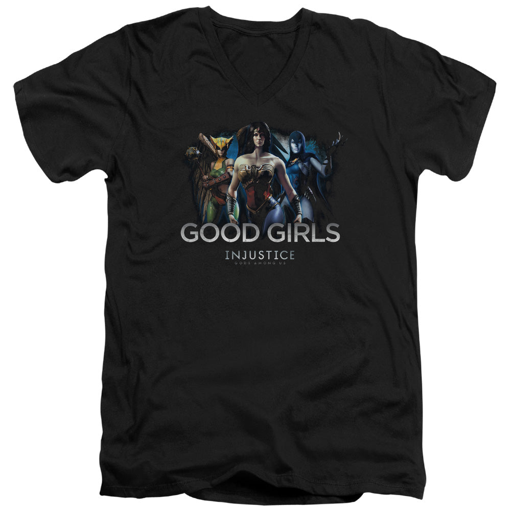 INJUSTICE GODS AMONG US/GOOD GIRLS - S/S ADULT V-NECK 30/1 - BLACK