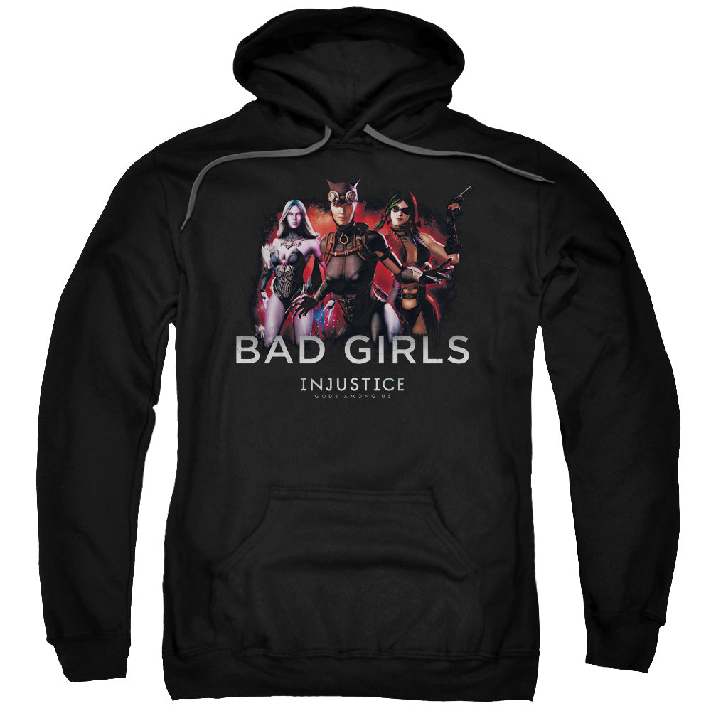 INJUSTICE GODS AMONG US/BAD GIRLS - ADULT PULLOVER HOODIE - BLACK