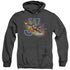 JLA/HEROES UNITED - ADULT HEATHER HOODIE - BLACK