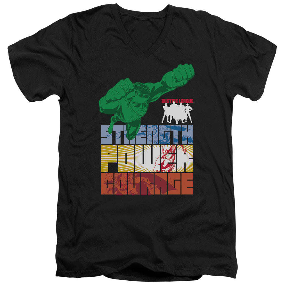JLA/HEROIC QUALITIES - S/S ADULT V-NECK 30/1 - BLACK