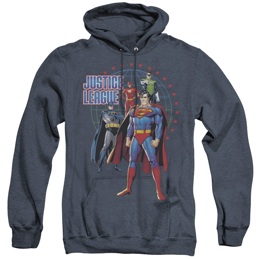 JLA/PROTECTORS - ADULT HEATHER HOODIE - NAVY