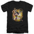 JLA/WONDER WOMAN - S/S ADULT V-NECK 30/1 - BLACK