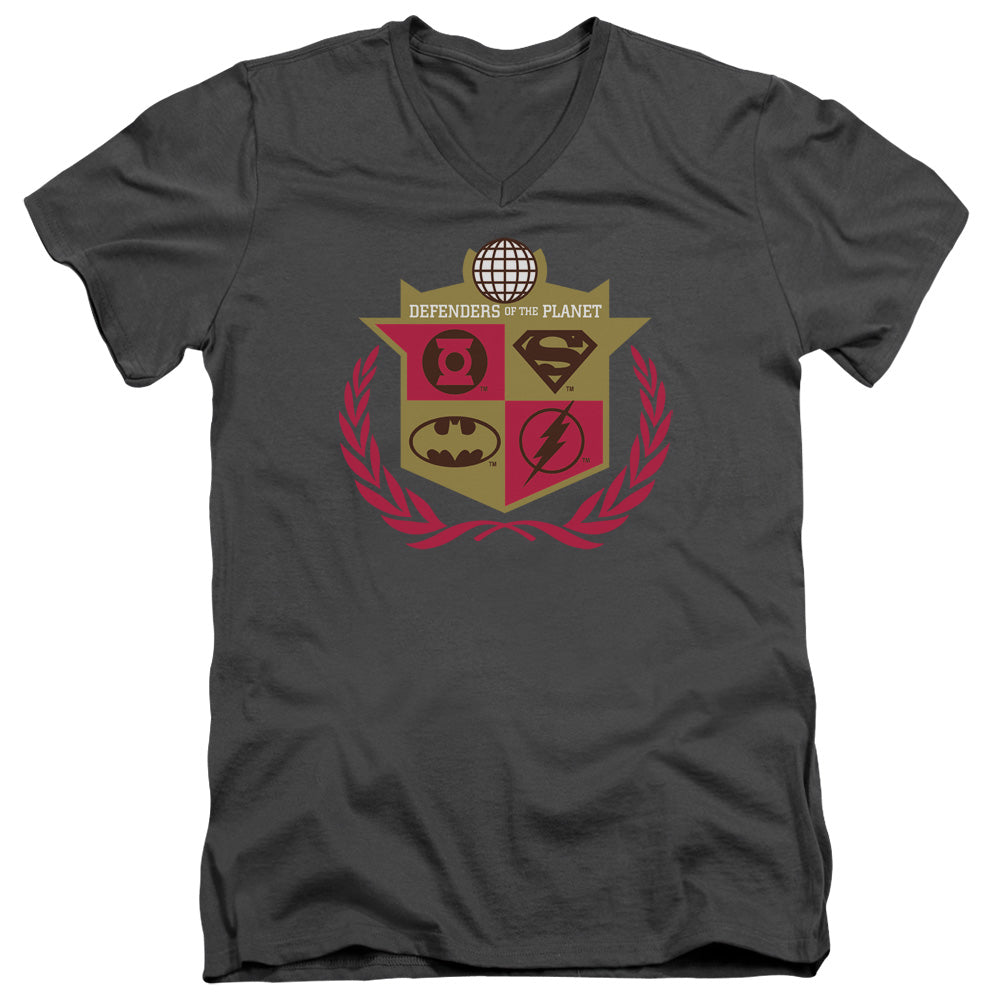 JLA/DEFENDERS - S/S ADULT V-NECK 30/1 - CHARCOAL
