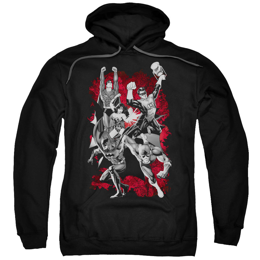 JLA/JLA EXPLOSION - ADULT PULLOVER HOODIE - BLACK