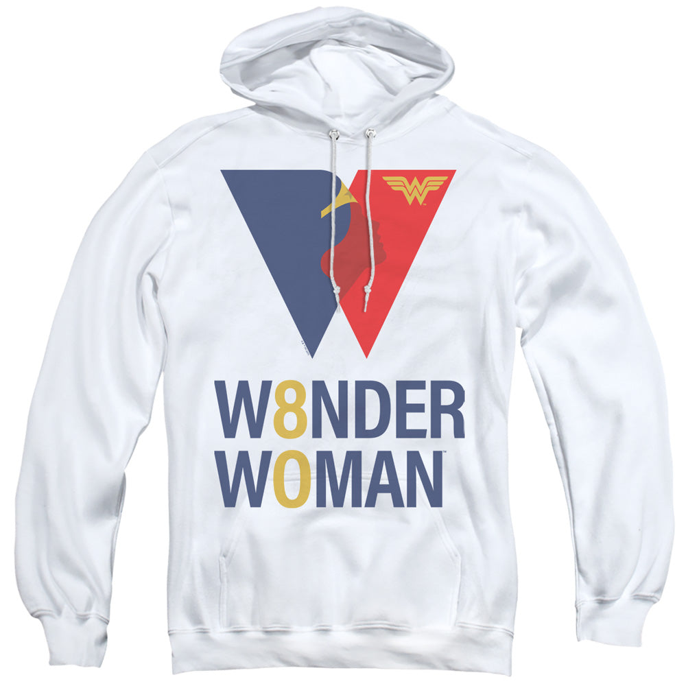 WONDER WOMAN/WW 80TH LOGO - ADULT PULLOVER HOODIE - WHITE