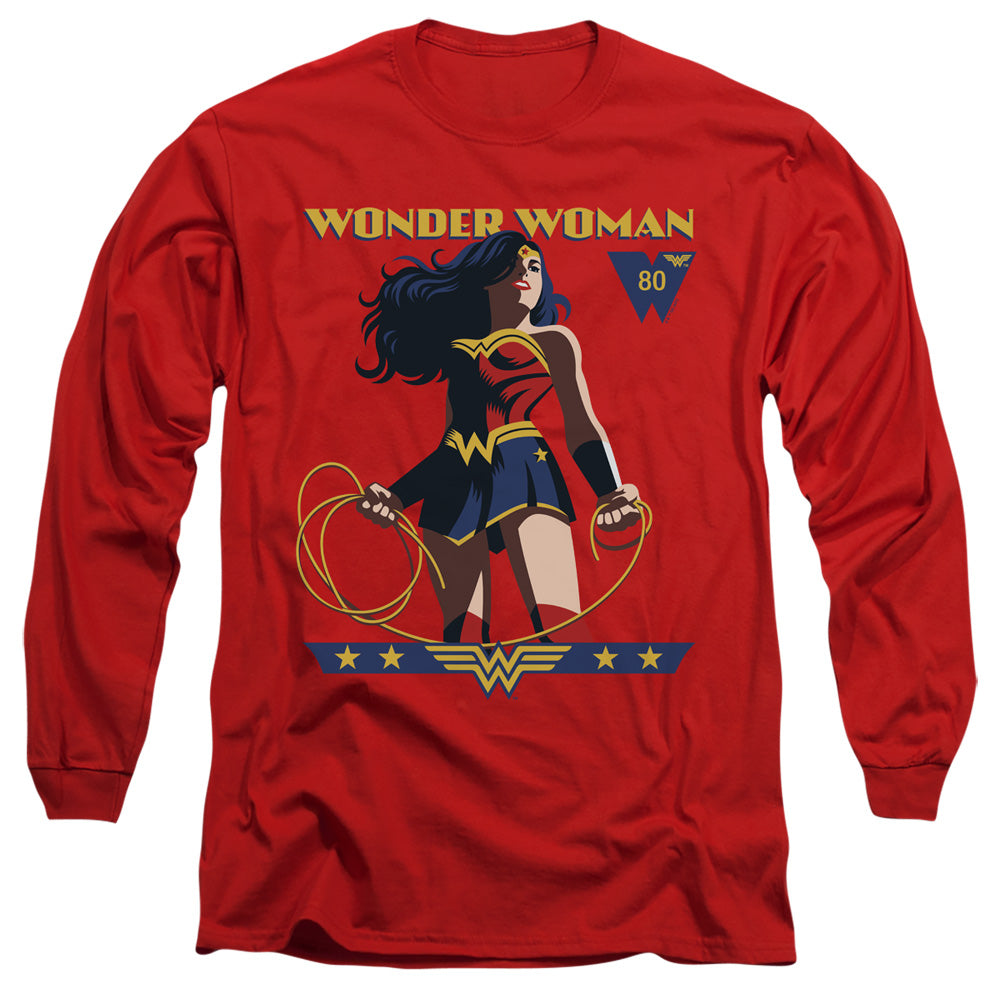 WONDER WOMAN/WW 80TH STANCE - L/S ADULT 18/1 - RED