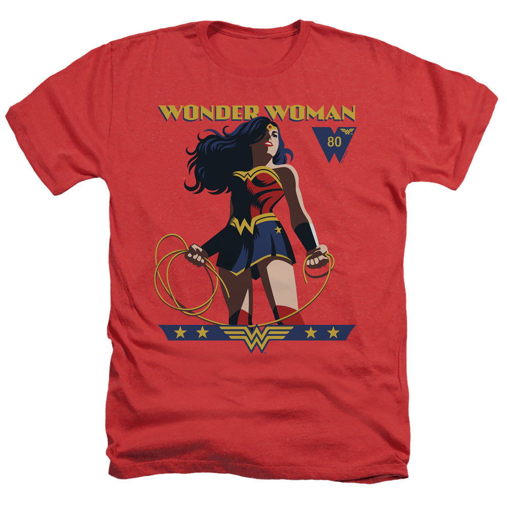 WONDER WOMAN/WW 80TH STANCE - ADULT HEATHER - RED