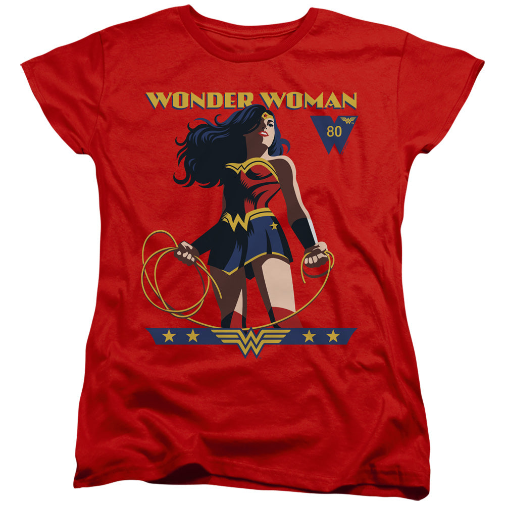 WONDER WOMAN/WW 80TH STANCE - S/S WOMENS TEE - RED