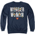 WONDER WOMAN/WW 80TH ILLUSTRATED TYPE - ADULT CREWNECK SWEATSHIRT - NAVY