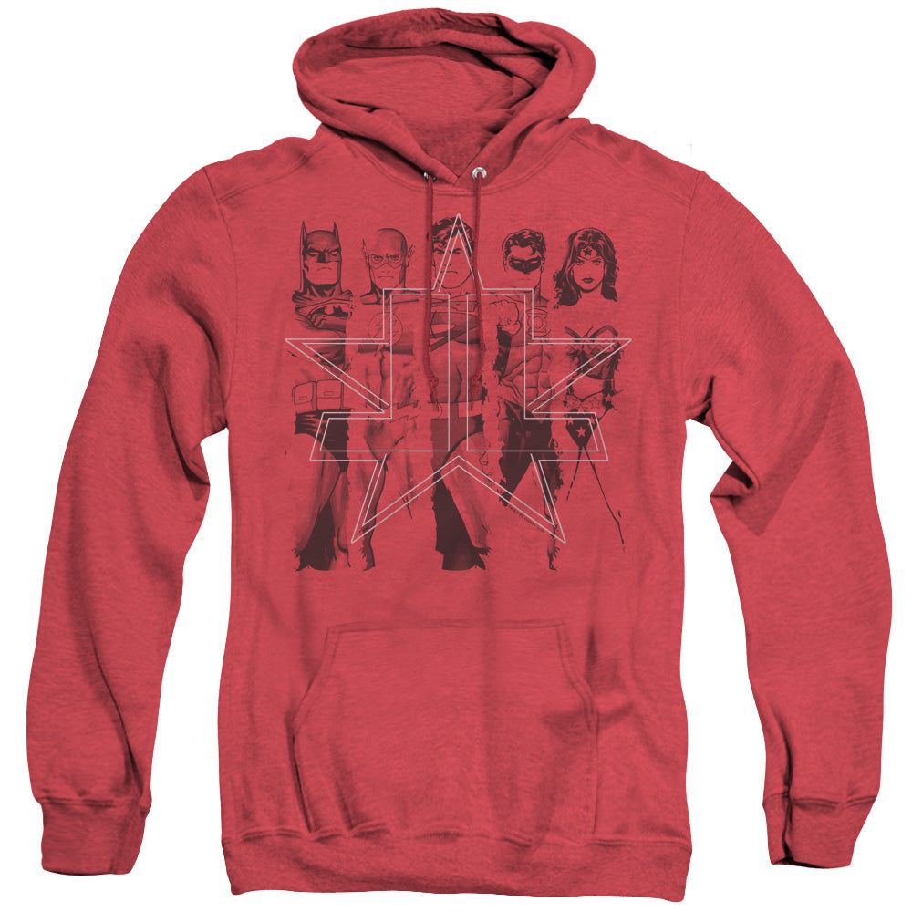 JLA/FIVE STARS - ADULT HEATHER HOODIE - RED