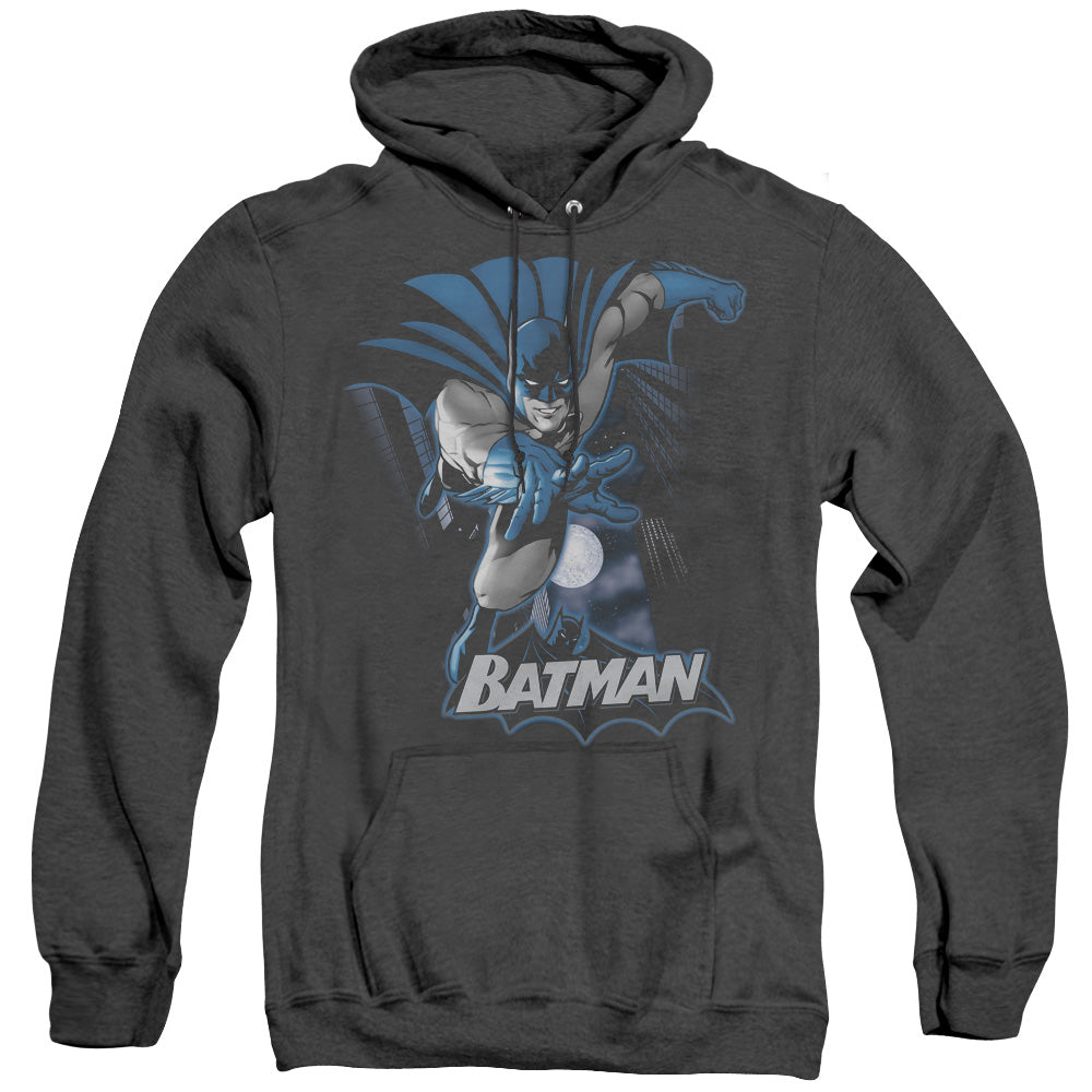 JLA/BATMAN BLUE & GRAY - ADULT HEATHER HOODIE - BLACK