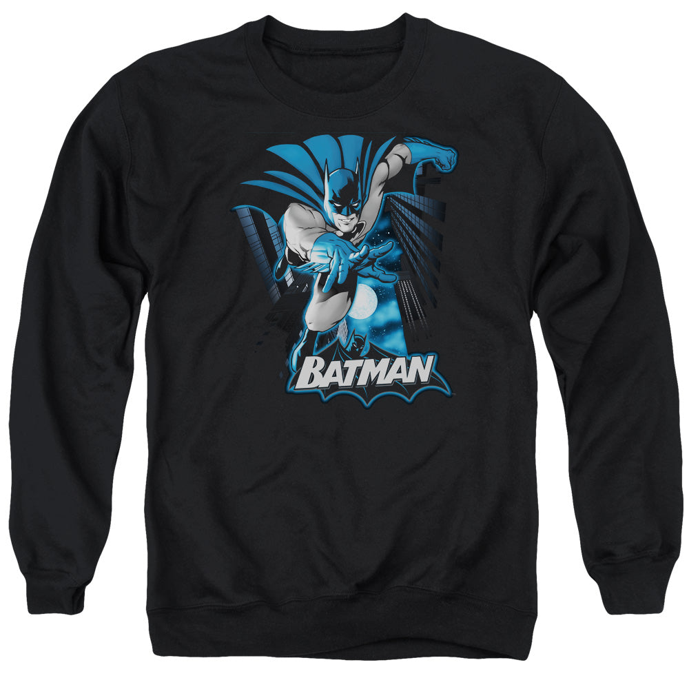JLA/BATMAN BLUE &AMP; GRAY - ADULT CREWNECK SWEATSHIRT - BLACK