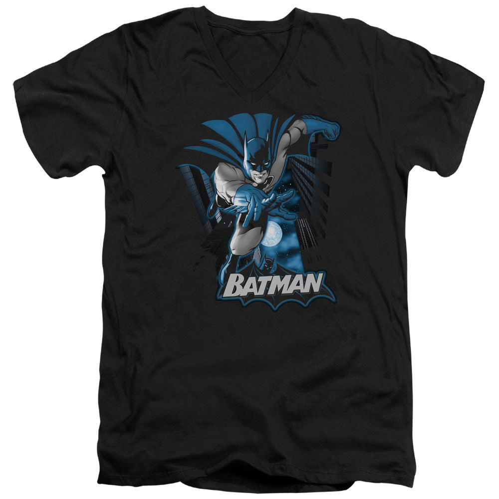 JLA/BATMAN BLUE & GRAY - S/S ADULT V-NECK 30/1 - BLACK