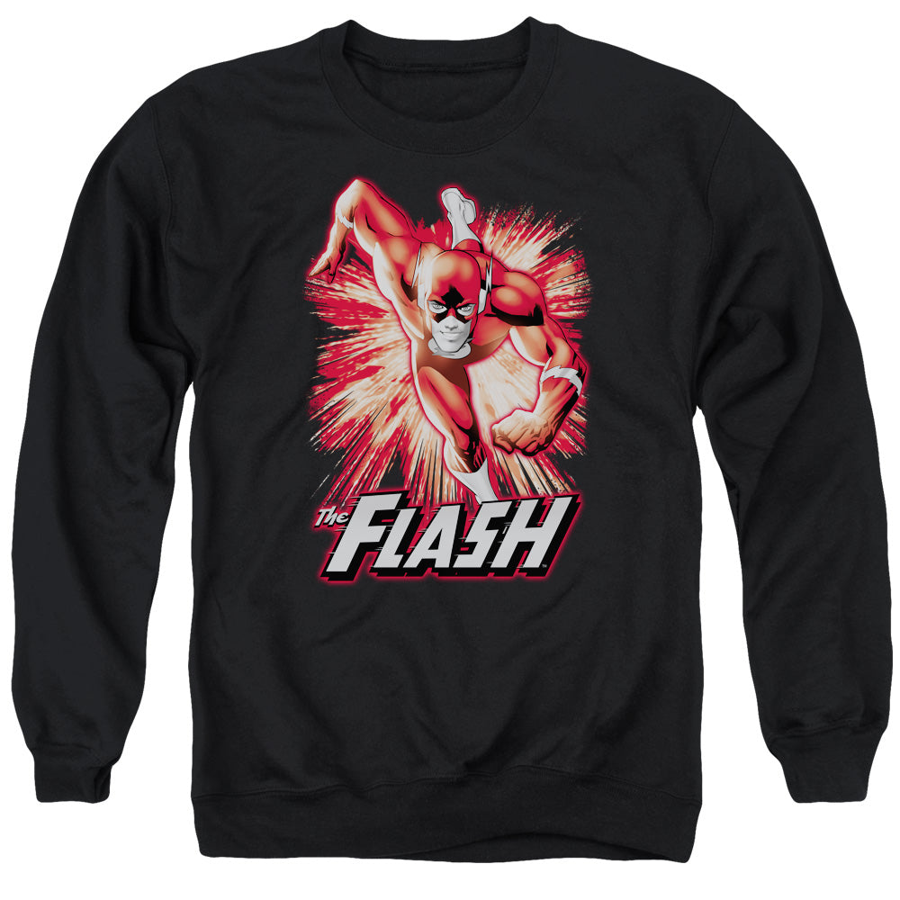 JLA/FLASH RED &AMP; GRAY - ADULT CREWNECK SWEATSHIRT - BLACK