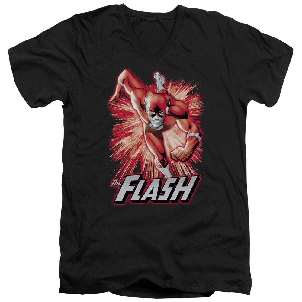 JLA/FLASH RED & GRAY - S/S ADULT V-NECK 30/1 - BLACK