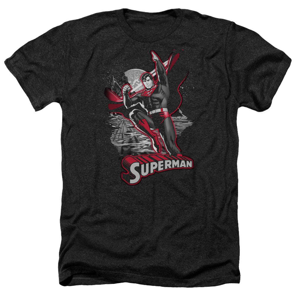 JLA/SUPERMAN RED & GRAY - ADULT HEATHER - BLACK