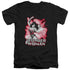 JLA/WONDER WOMAN RED & GRAY - S/S ADULT V-NECK 30/1 - BLACK