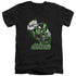 JLA/GREEN LANTERN GREEN & GRAY - S/S ADULT V-NECK 30/1 - BLACK