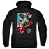 JLA/GALACTIC ATTACK - ADULT PULLOVER HOODIE - BLACK