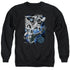 JLA/GALACTIC ATTACK NEBULA - ADULT CREWNECK SWEATSHIRT - BLACK