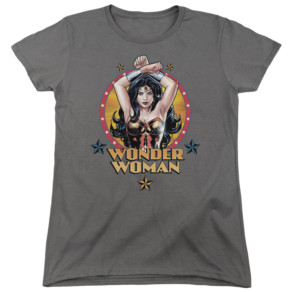 JLA/POWERFUL WOMAN - S/S WOMENS TEE - CHARCOAL