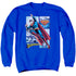 JLA/SUPERMAN PANELS - ADULT CREWNECK SWEATSHIRT - ROYAL BLUE