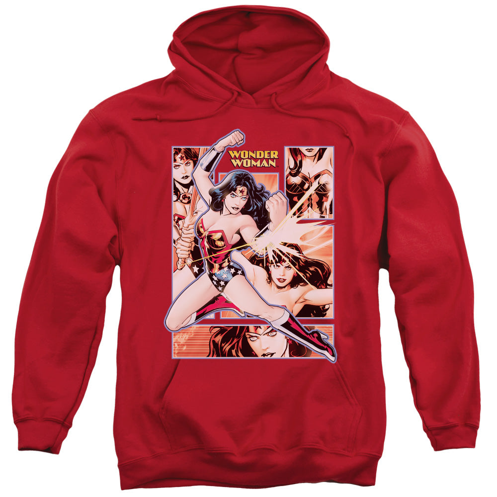 JLA/WONDER WOMAN PANELS - ADULT PULLOVER HOODIE - RED