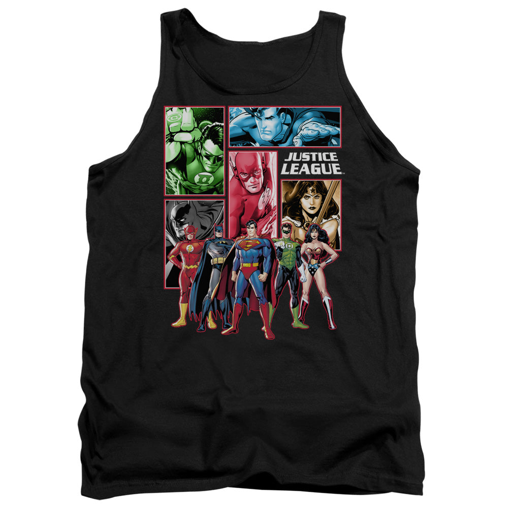 JLA/JUSTICE LEAGUE PANELS - ADULT TANK - BLACK