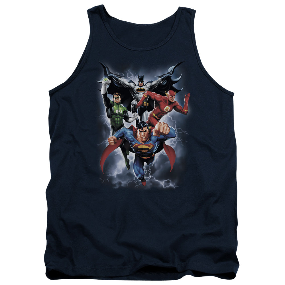 JLA/THE COMING STORM - ADULT TANK - NAVY