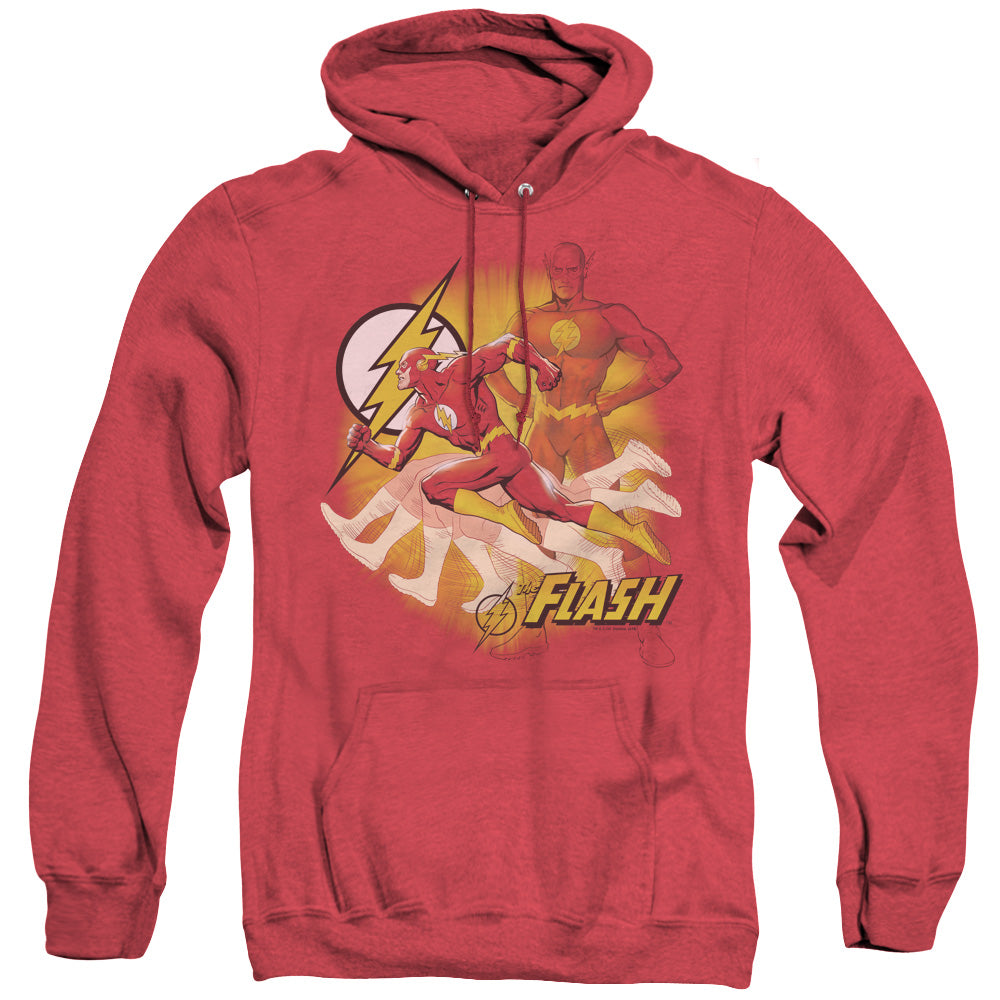 JLA/LIGHTNING FAST - ADULT HEATHER HOODIE - RED
