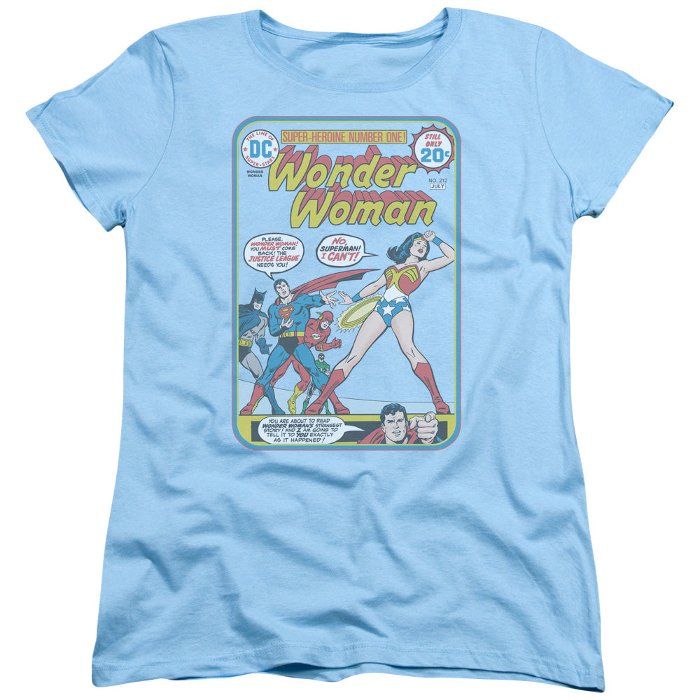 JLA/WW #212 COVER - S/S WOMENS TEE - LIGHT BLUE